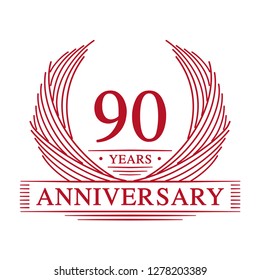 90 years design template. 90th anniversary. Vector and illustration.