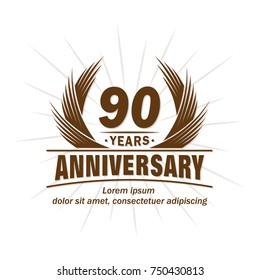 90 years design template. Anniversary vector and illustration template.