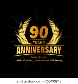 90 years design template. Anniversary vector and illustration template.
