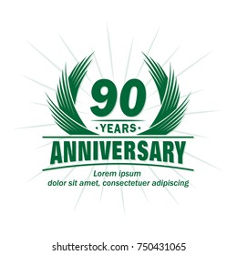 90 years design template. Anniversary vector and illustration template.