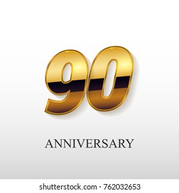 90 Years Golden Anniversary Vector Logo Design Isolated on White Background