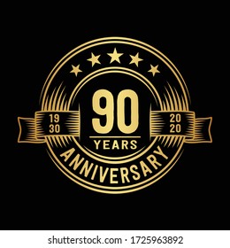 90 years logo design template. 90th anniversary vector and illustration.