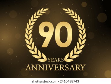 90 Years or Ninety Years Anniversary Logo. Anniversary Celebration Logo for Wedding, Birthday Party or Celebration. Vector Illustration.