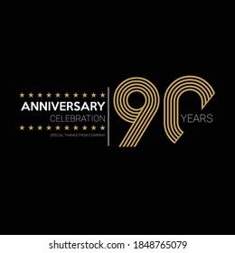 90 years old celebrating logo. happy anniversary 90th. Greetings celebrates.