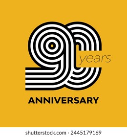 90 years retro anniversary vector template template template design illustration