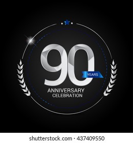 90 Years Silver anniversary logo, low poly design number