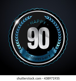 90 Years Silver anniversary logo, low poly design number