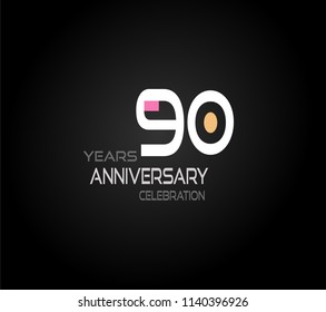 90 years simple black background with elegance white anniversary and orange, pink color accent