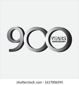 900 anniversary logo with silver. Vector design template elements for your birthday celebration.