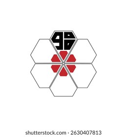 900 diamond shape pentagon geometric educational learning flower logo 900