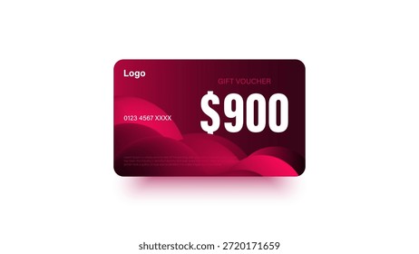 Voucher de regalo de Cupón de 900 dólares, oferta especial de Anuncio de devolución de efectivo. Ilustración vectorial. Gran venta y super venta código de Cupón $900 descuento vale de regalo