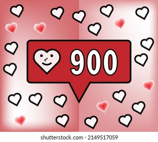 900 likes. Banner for social networks and thanks to followers with hearts