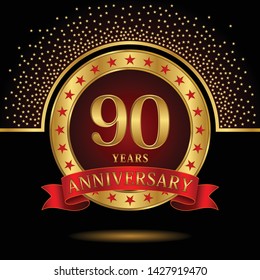 900 years anniversary logo celebration with ring and ribbon on Dark background, vector template