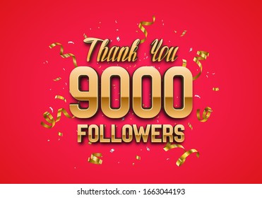 9000 followers. Poster for social network and followers. Vector template for your design.