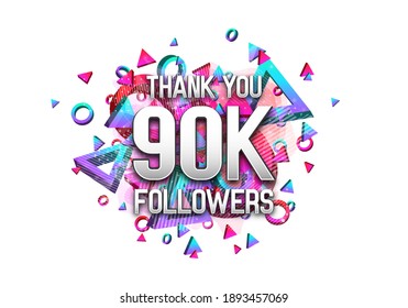 90000 followers. Poster for social network and followers. Vector template for your design.