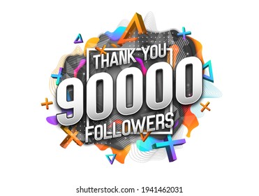 90000 subscribers. Poster for social network and followers. Vector template for your design.