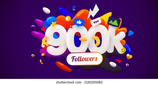 900k o 900000 seguidores gracias. Amigos de redes sociales, seguidores, usuario de la web. Gracias por celebrar a los suscriptores o seguidores y me gusta.