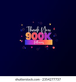 900K followers banner for social media followers and subscribers. Thank you 900 thousand followers vector template for network, social media friends and subscribers.
