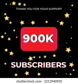 900k subscribers background black with golden star. can be used for social media banners