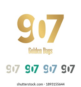 907 diseño de logotipo vectorial de color dorado tipo letras