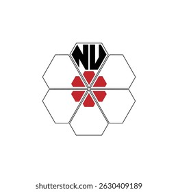909 diamond shape alphabet letter pentagon geometric educational learning flower logo N U