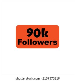 90k seguidores Vector naranja, icono, sello, ilustración de logotipo