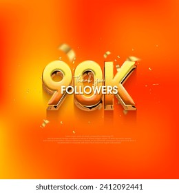 90k followers speech background, with a bright and fresh orange color.