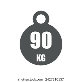 90kg Gewicht Symbol. Vector Design Sport und Fitnessstudio