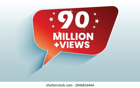 Diseño de fondo de celebración de vistas 90M.  90 millones de visitas
