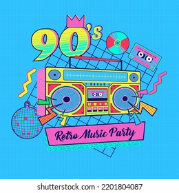 90s 80s memphis nostalgic colorful retro_Music party