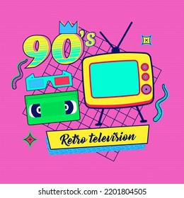 90s 80s Memphis Nostalgic Colorful Retro_Television