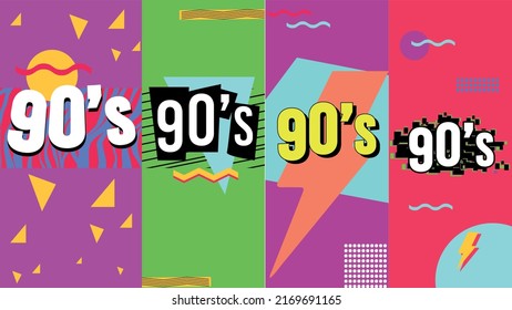 90's and 80's poster. Eighties aesthetic and graphic fashion background. Pop and rock music party event template. Vintage vector poster, banner.