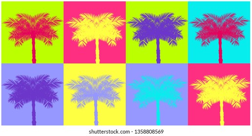 90's and 80`s style vector isolated objects. Vector illustration retro background palm tree. stock vector