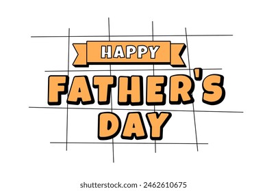 90s background, lettering, retro style postcard. Happy fathers day. Greetings social media banner, square flyer, web template. Vector illustration isolated on white background.