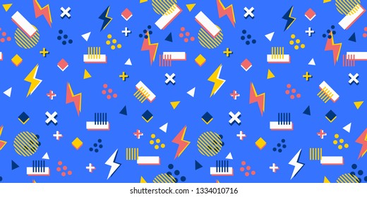 90's background. Pattern of geometric elements. Vector Illustration