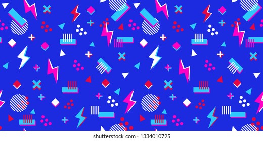 90's background. Pattern of geometric elements. Vector Illustration
