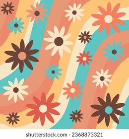 
90er Jahre Hintergrund mit einfachen Blumen 