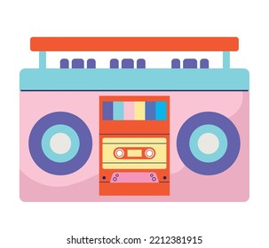 90s Boombox Design Over White