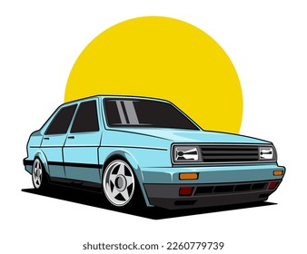 90s car cartoon illustration graphic vector concept