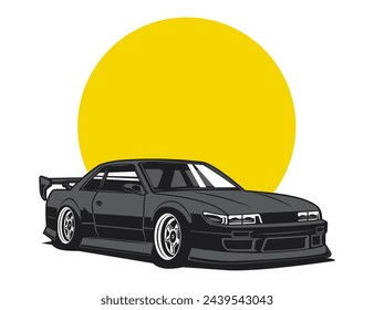 90s car design for isolated vehicle illustrator vector graphic