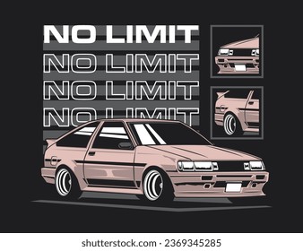 90s car illustration combining with street wear style text  design vector graphic
