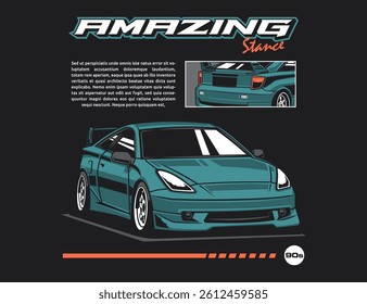 90s car vector design illustration graphic for printed use