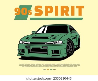 90er-Jahre-Auto-Vektordesign mit Textgrafik