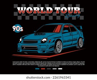 90s car vehicle illustration in vector graphic