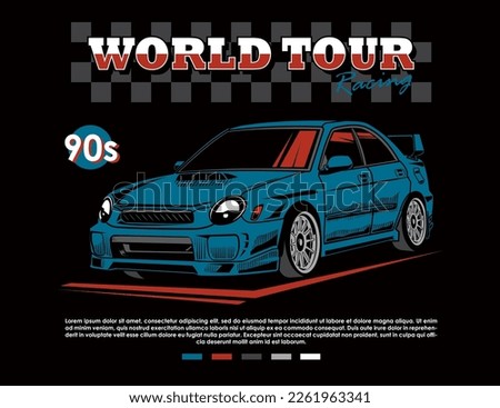 90s car vehicle illustration in vector graphic