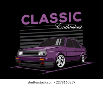 90s car vehicle image illustration with striped background for tees vector design