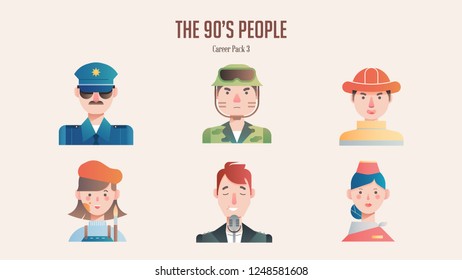 90's Career avatar pack in gradient illustration