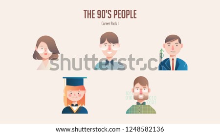 90's Career avatar pack in gradient illustration