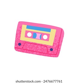 90s cassette. Bright multicolour hand drawn object. Vector illustration in trendy flat style