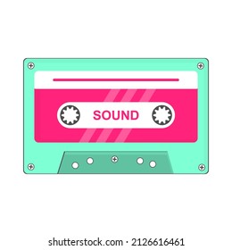90's classic cassette icon image using flat style